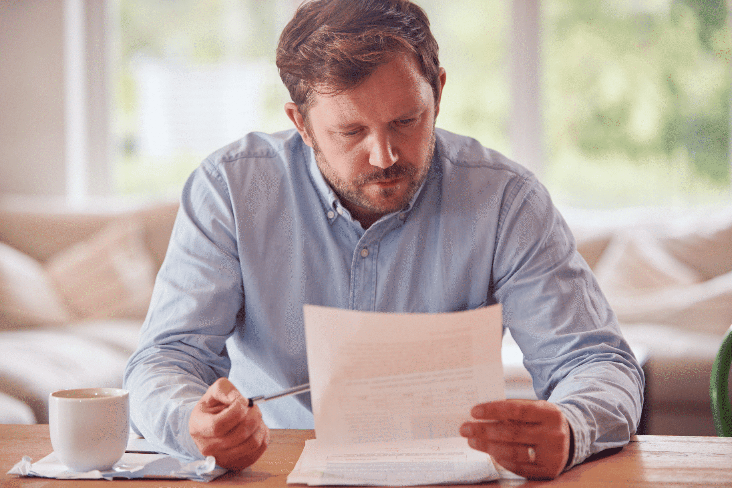 single man reviewing contract pennington family in smithfield